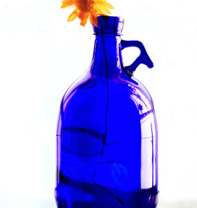 Elegant blue glass flower vases